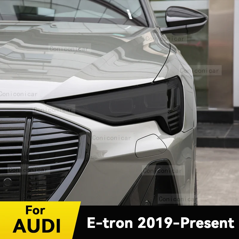 

Car Headlights Protective Film Front Headlamp Cover Smoked Black TPU Film Accessories Sticker For Audi E-tron 2019-2022 2021