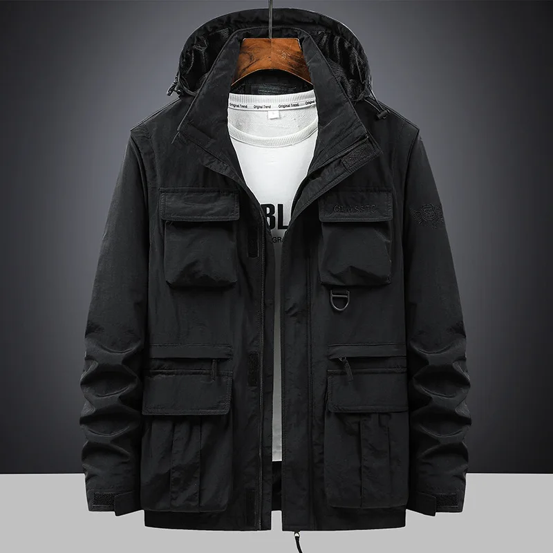 Men's Work Jacket Outdoor Windstorm Jacket Sleeveless Jacket Loose Large Size Casual Pockets