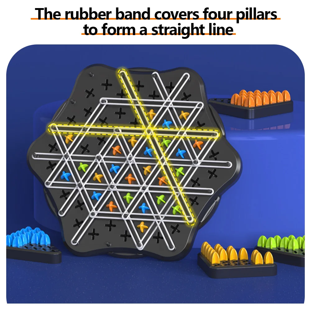 Chain Triggle Chess Game Triggle Rubber Band Game Toy For Kid Interactive Board Battle Set For Family Party Gift