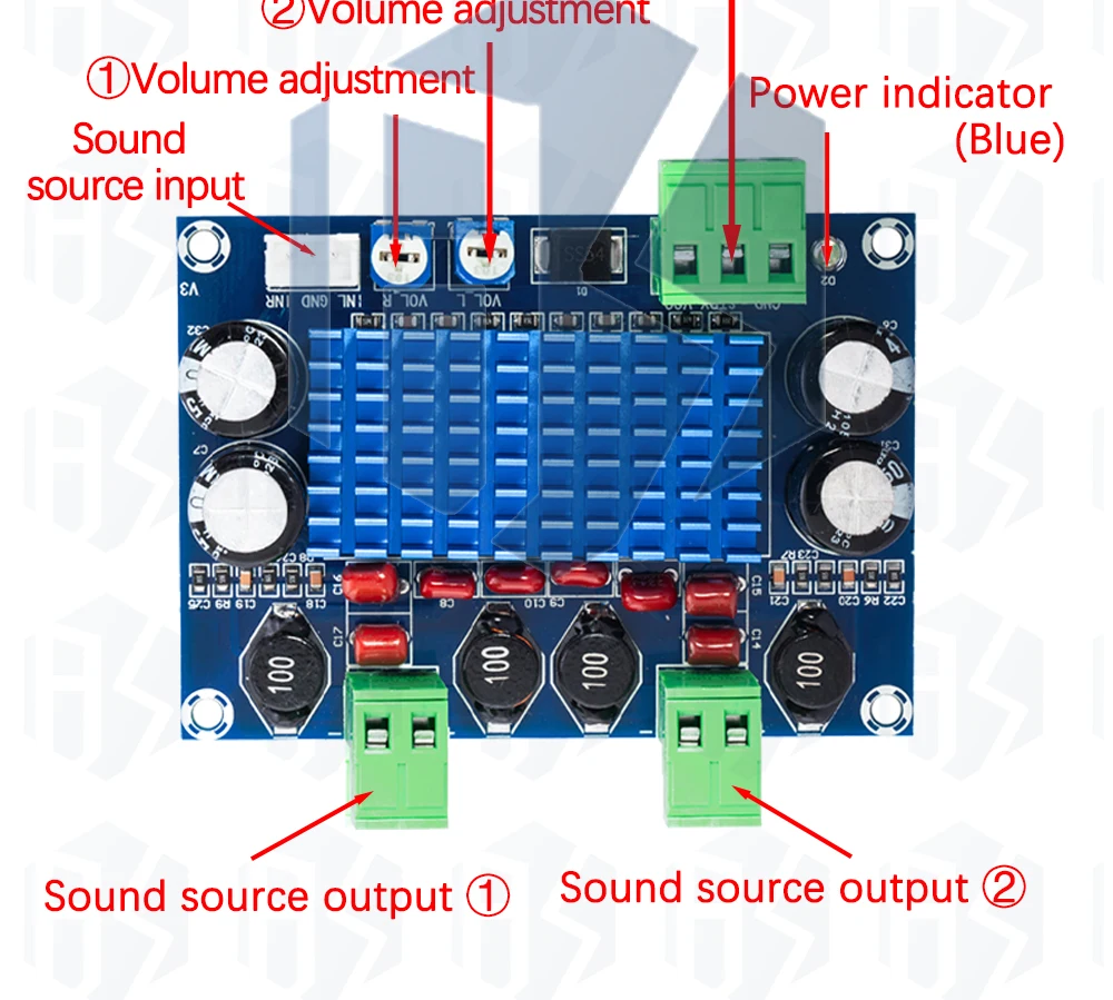 1 ~ 3PCS EGBO High Power Digital HIFI Power Verstärker Bord 2*120W XH-M572 TPA3116D2 Chassis gewidmet Plug-in Eingang 5V 24V 28V – Detail 23