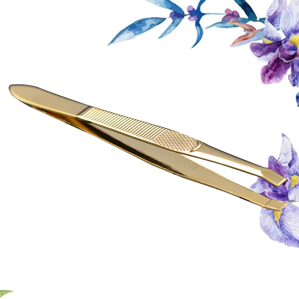 Precision Stainless Steel Gold-plated Eyebrow Tweezers with Eyebrow Comb Portable Eyelashes Extension Tweezers Pointed Tip eyelash tweezers eyebrow tweezers