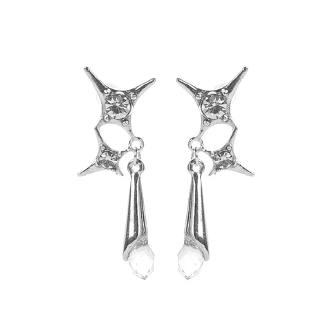 Romantic Hollow Heart Zircon Pendant Earring Women's Silver Bowknots Earrings Banquet Stud Earrings Fashion Jewelry Gifts