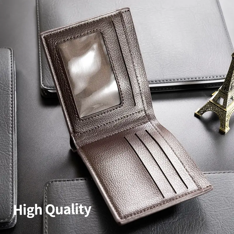 Men Short Soft Leather Wallet PU Leather Young Male Student Wallet Multi Card Position Male Driver License Cover