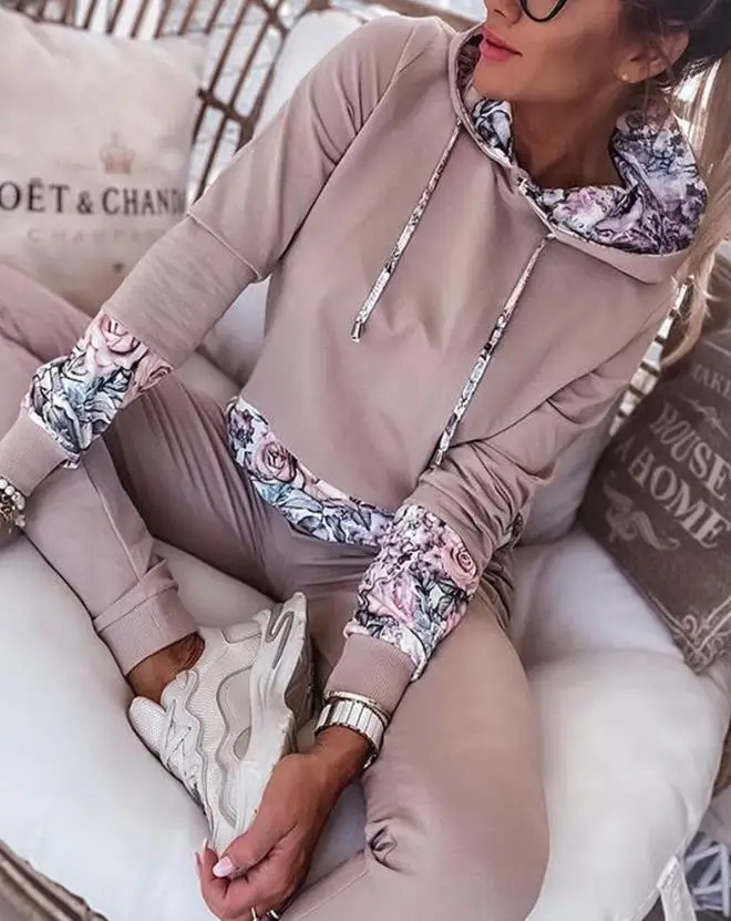 

Long Sleeved 2023 New Hot Selling Fashion Women's Printed Hoodie and Flipped Sweatpants Set