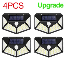 LED Solar - Powered Motion Sensor Outdoor Wall Lights - Garden Security Lighting (1/2/4 Pack) (Upgrade 100LED 4PCS)