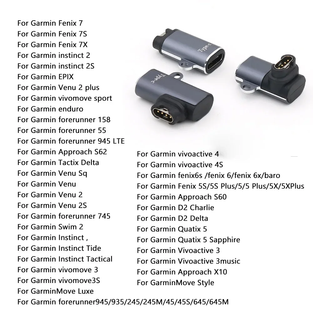 Type C/Micro/ios USB Charger Adapter For Garmin Fenix 7/6/5 Instinct 2S Venu 2 Plus EPIX forerunner 745 Watch Charging Converter watch charger charging cable
