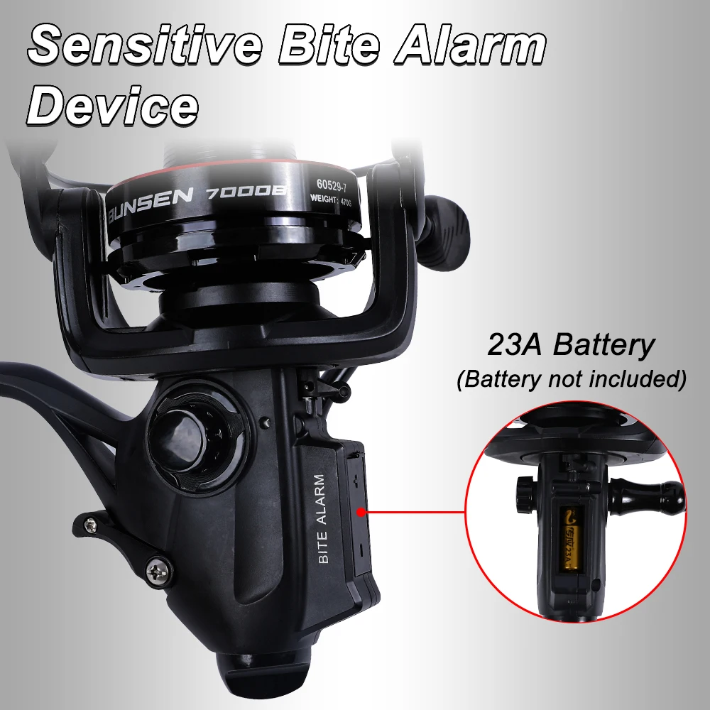 Spinning Fishing Reel with Fish Bite Alarm Indication Back Front Daul Drag 10KG 6+1BB 4.7:1 6000 7000 Carp Fishing spinning fishing reels fishing reels