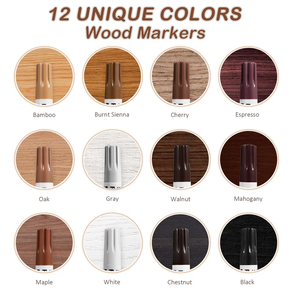 New Upgrade Furniture Touch Up Pens 12 Colors Wood Scratch Repair Markers Tools for Stains Scratches Wood Floors Tables Bedposts