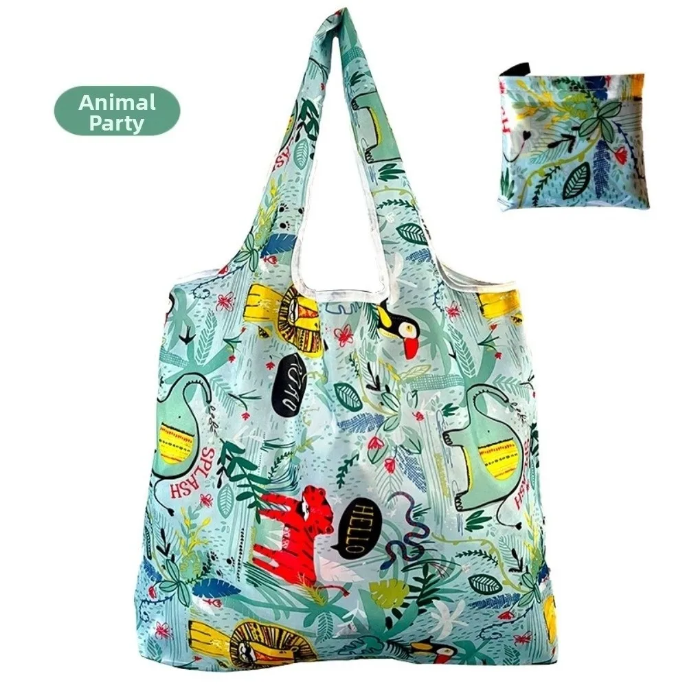 Extra-Large Portable Reusable Grocery Tote with Printed Design