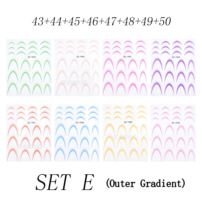 Gradient French Line Manicure Nail Art Stickers - Self-Adhesive Decals