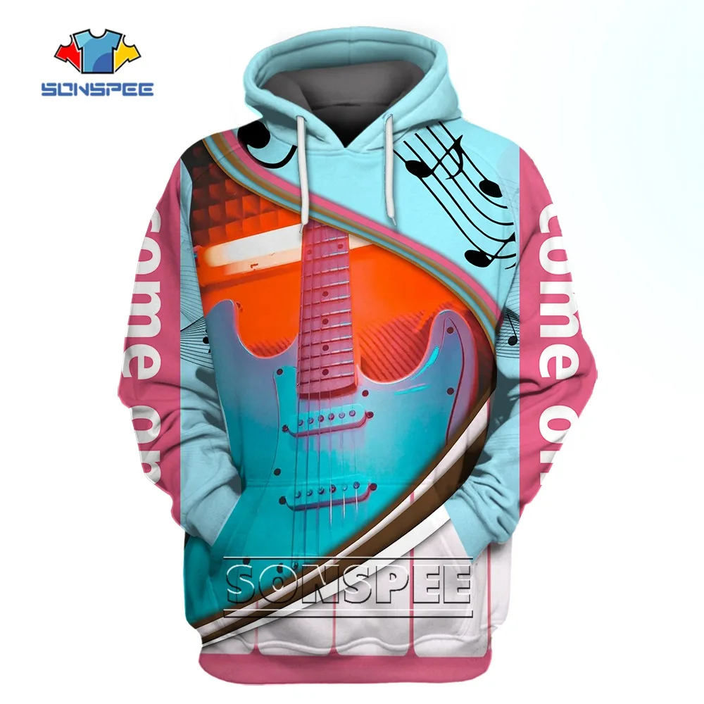 

SONSPEE Music Notes 3D Printed Casual Hoodie Oversize Hooded Sweatshirt Harajuku Loose Long Sleeve Violin Pullover for Women Men