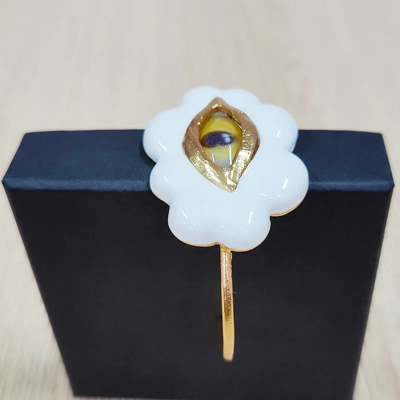 Women Vintage Cloud Demon Eye Bracelet Open-End Bangle Girl's Metal Charms Jewelry Party Costume Accessory Gift