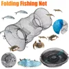 1Pcs Folding Round Nylon Mesh Metal Frame Collapsible Crayfish Crab Fish Trap Net Shrimp Lobster Cage Fishing Tackle Accessory