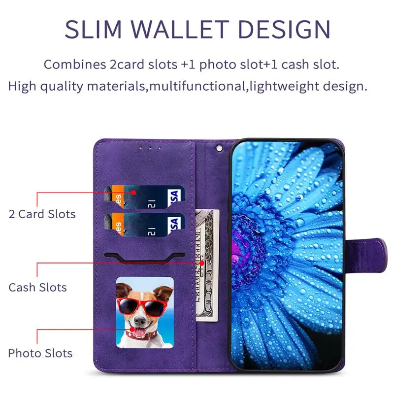 Deluxe Leather Flip Wallet Phone Case with Magnetic Closure