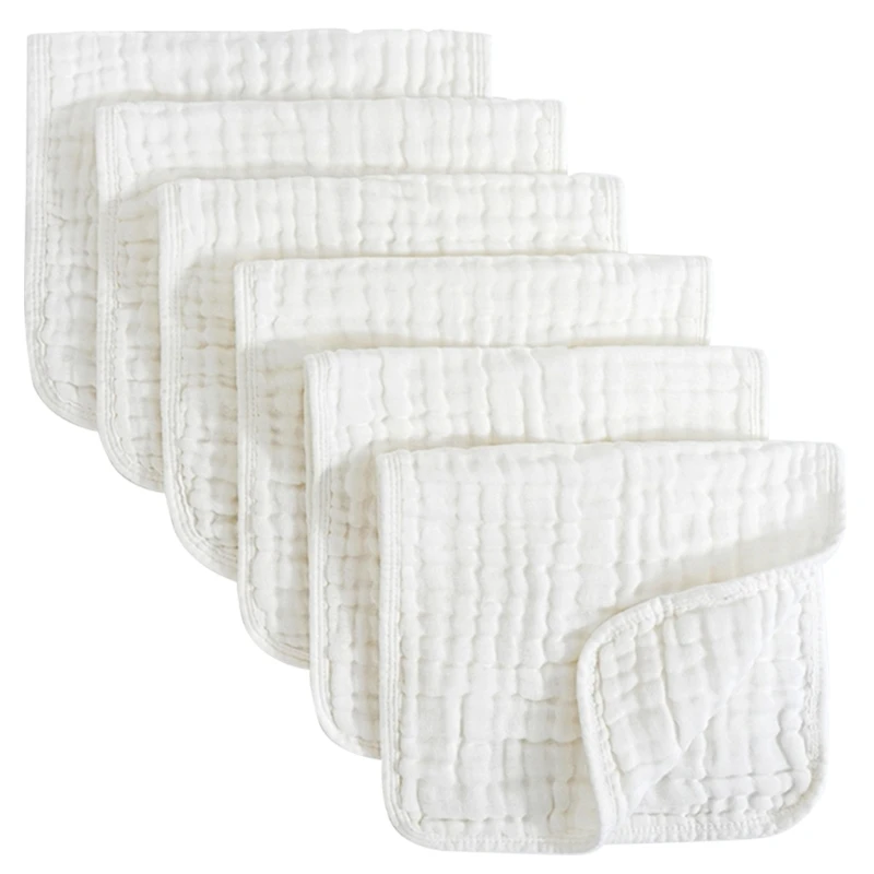 Pack of 6pcs Cotton Bib Baby Burp Cloths Soft Absorbent Face Towel Shoulder Pad 6-layer for Drooling and Teething
