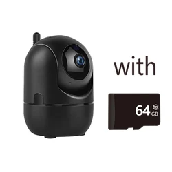 Smart Home Wireless Security Camera with Auto Tracking and Night Vision - Camera Black 64G