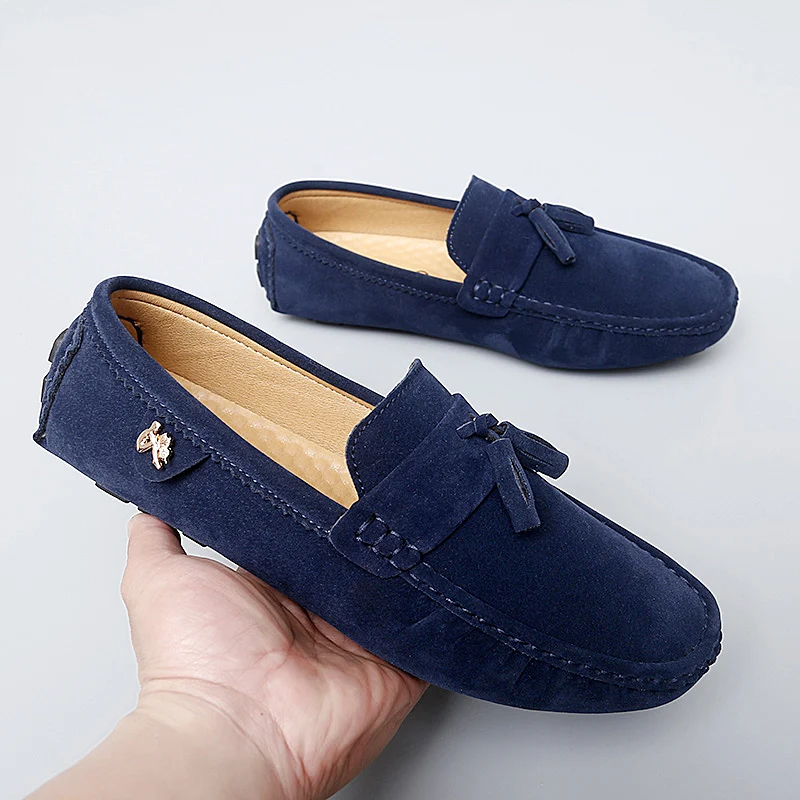 남성용 블루 태슬 비즈니스 정장 구두, 이탈리아 스타일 남성 드레스 모카신, 큰 사이즈 35-48, 성인 드라이버 드라이빙 로퍼
