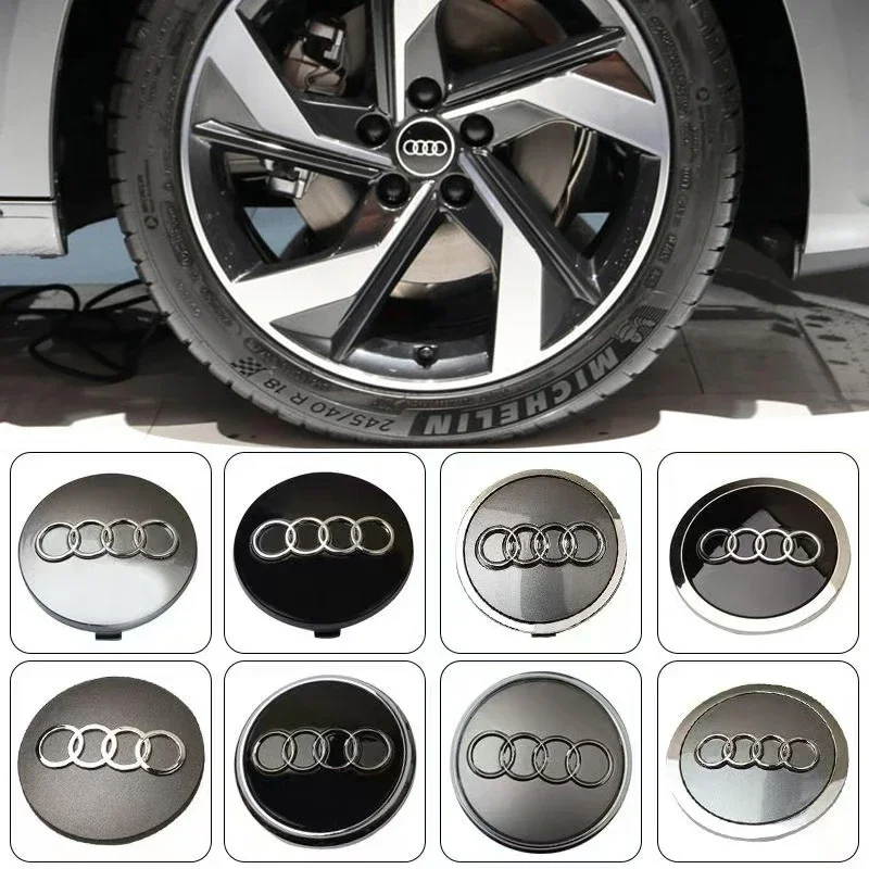 60/61/68/69/77MM 4pcs Car Wheel Center Hup Cap Cover for A4 A6L A7 A8 A3 A5 A6 S3 S4 Q3 Q5 Q5L Q7 Modification, wheel hub covers, wheel hub caps