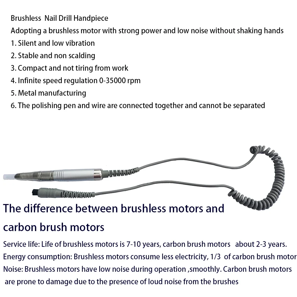 IBelieve Silver/Black Nail Drill Brushless Nail Sander Desktop Rechargeable Cordless Manicure Pedicure Set For Nail Equipment 5