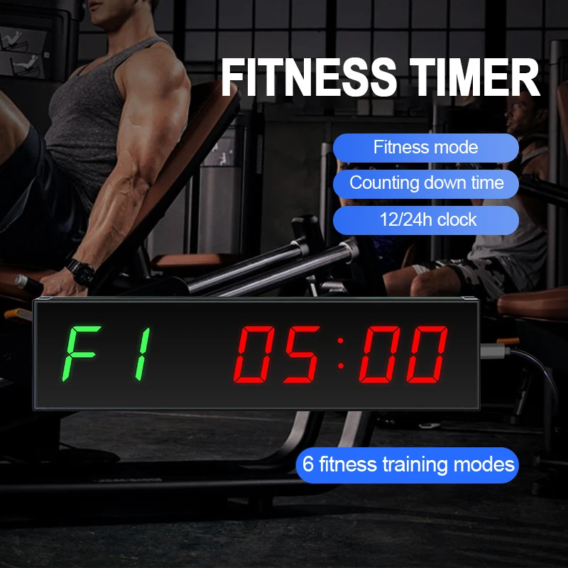 Super Large Screen Gym Timer 1.5 Inch Digits Count Down/Up Timer Boxing Cycle Interval Clock Stopwatch for Gym Fitness Training 3