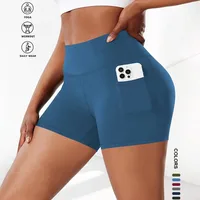 Plus Size Fit Yoga Shorts for Women's High Waist Side Pocket Workout Running Tight Stretchy Athletic Summer Fashion Slim Shorts - Image 5