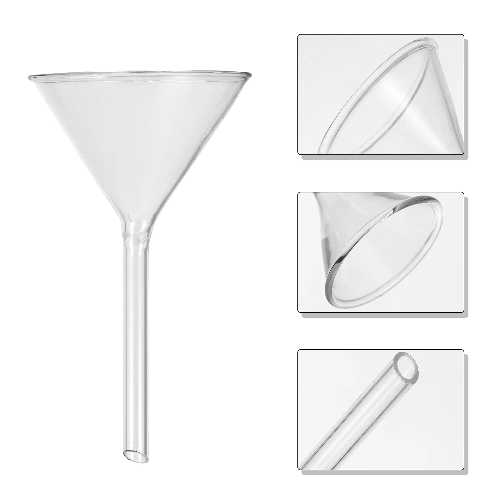 

4 Pcs Funnel Labs Equipment Filling Glass Strainer Triangle Round Short Neck Filter