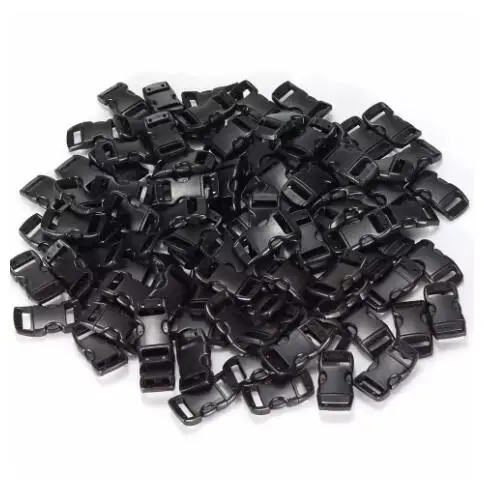 50pcs Plastic Side Release Buckle Paracord Bracelet Clasp Pet Collar Outdoor Backpacks Strap Belt Webbing Accessories Black 10mm