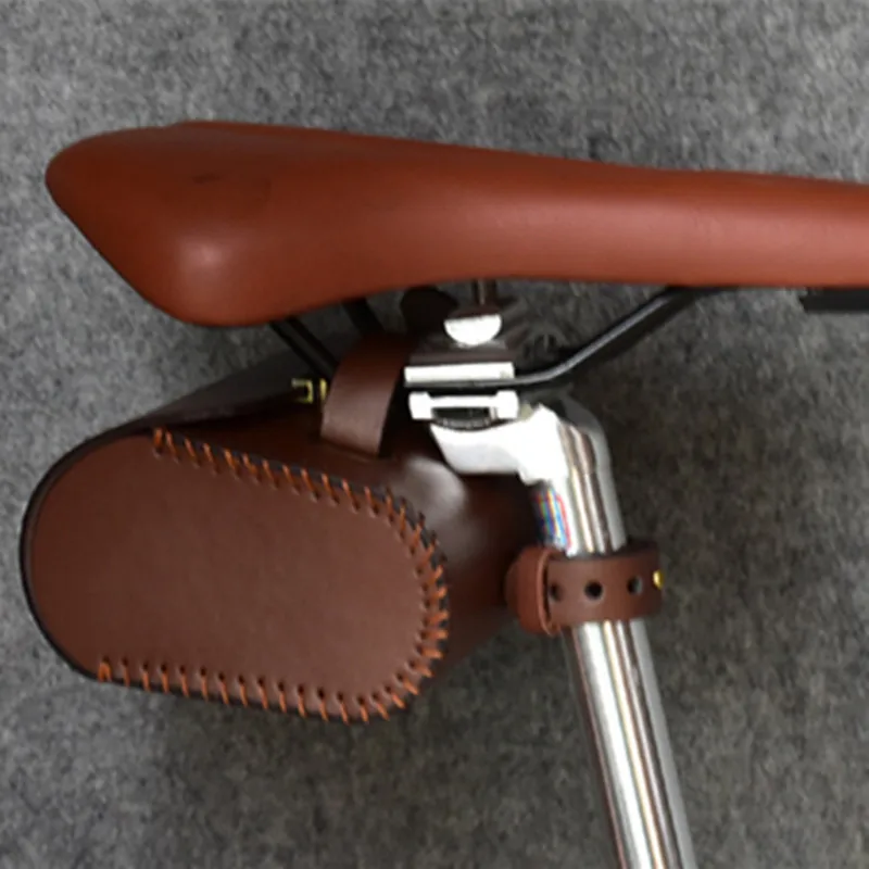 Sacoche De Selle Vélo En Cuir Véritable – Marron – Fabriquée En Italie – NEUF