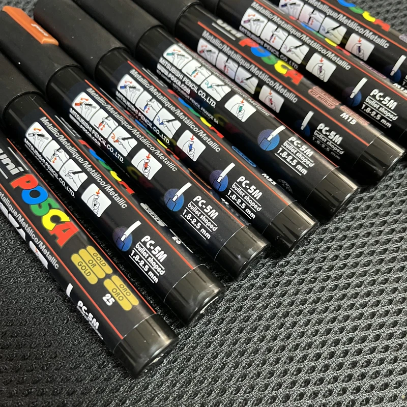Posca PC-5M 수성 네임펜 페인트 펜, 메탈릭 색상 8 개 세트