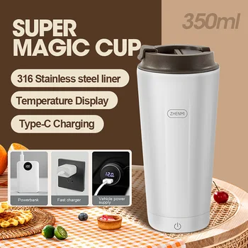 여행용 미니 휴대용 전기 컵, 따뜻한 난방 물 주전자, 선물, USB C 타입, 겨울, 350ml