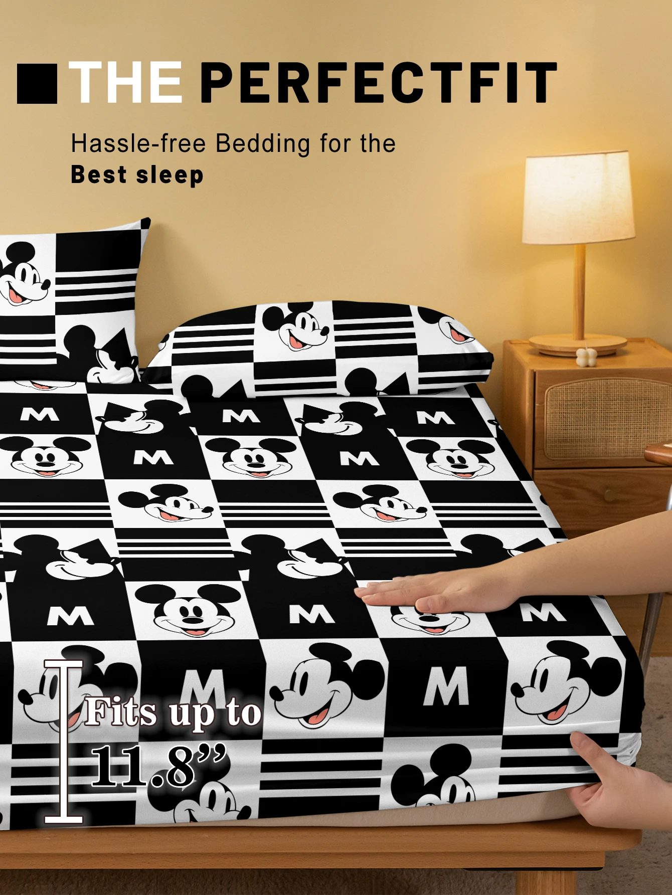 1 cartoon cute Mickey pattern digital printed frosted Fitted Sheet,bedroom printed bed cover,bedding(No pillowcase) 5