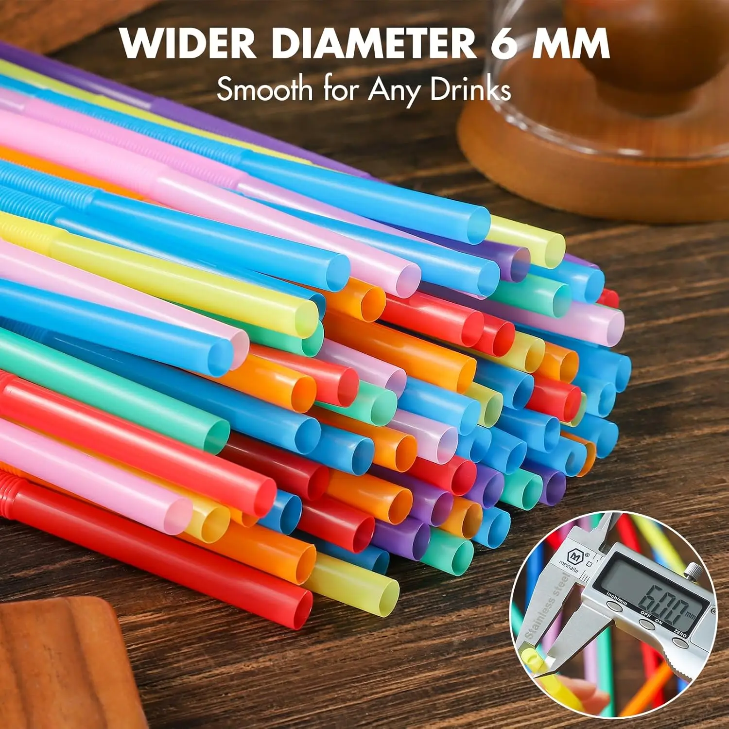 [100 Pack] 10.24" High Extra Long Flexible Plastic Straws, Disposable Drinking Straws, Colorful Bendy Straws - Assorted Colors