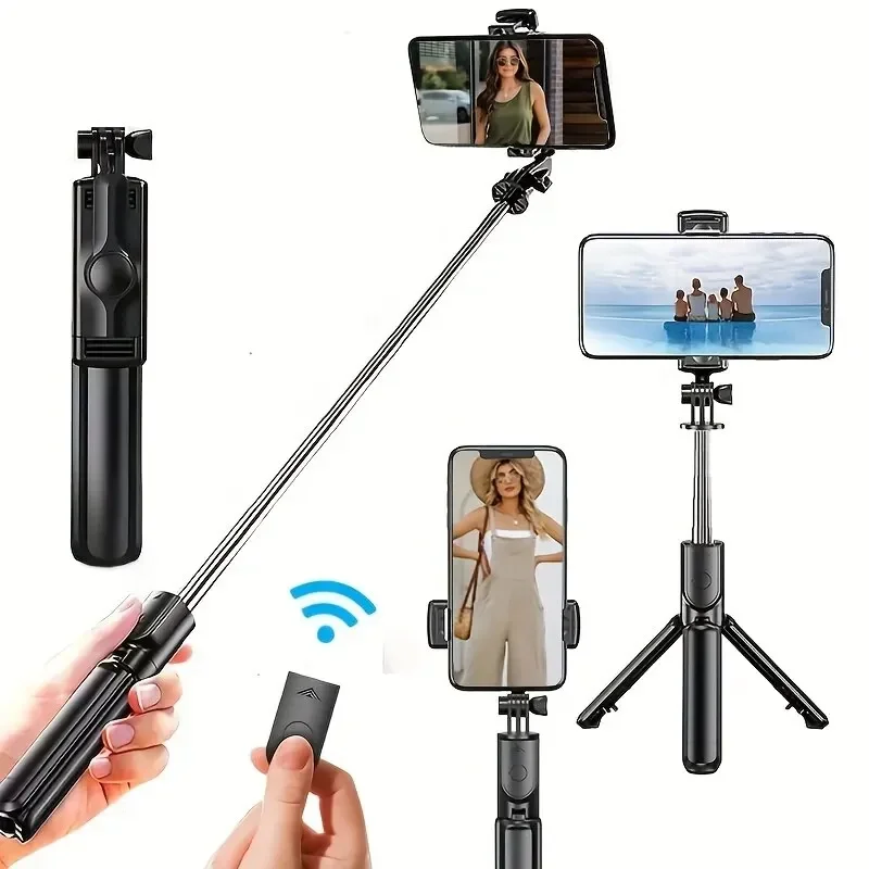 Portable Selfie Stick Phone Tripod with Wireless Remote Extendable Tripod Stand 360 Rotation Compatible with iPhone Samsung phone tripod smartphone tripod cell phone tripod tripod selfie stick