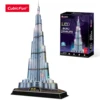 CubicFun 3D Puzzles LED Dubai Burj Khalifa 57.5" H Architecture Building Model Kits 136Pcs Tower Jigsaw Toys for Adults Kids 1