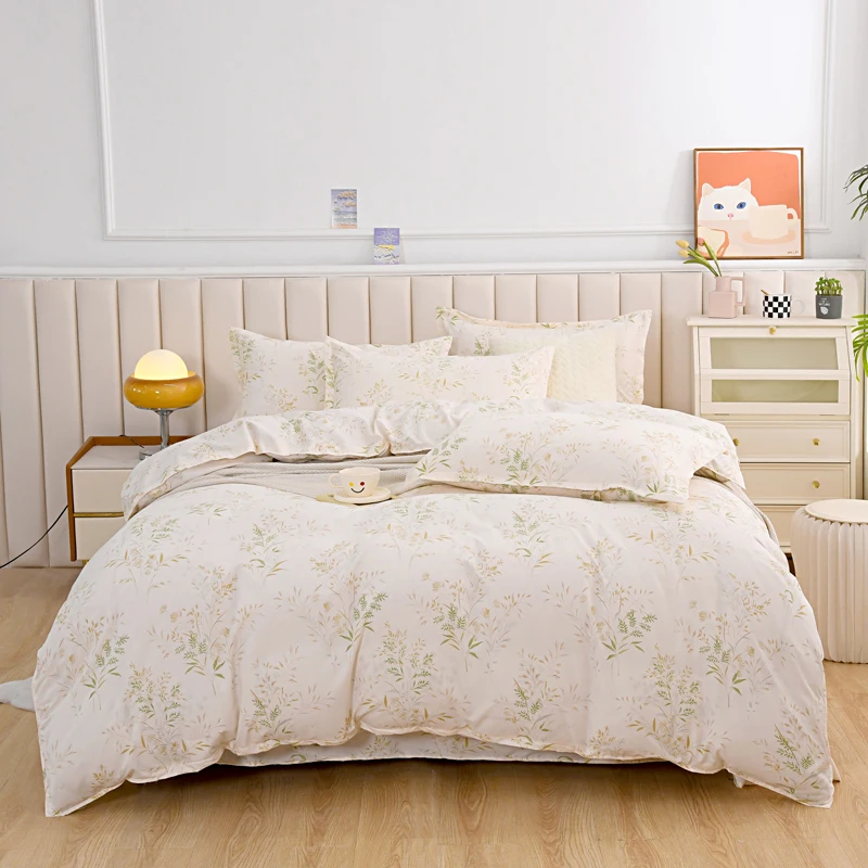 SmallFreshStyleFloralPatternDuvetCover220x240WithPillowcase