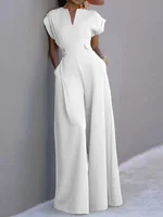 Yeezzi Women Black White Color Wide Leg Jumpsuits 2025 New Summer Cap Sleeves Loose Fashion Urban Casual Office One-piece Pants