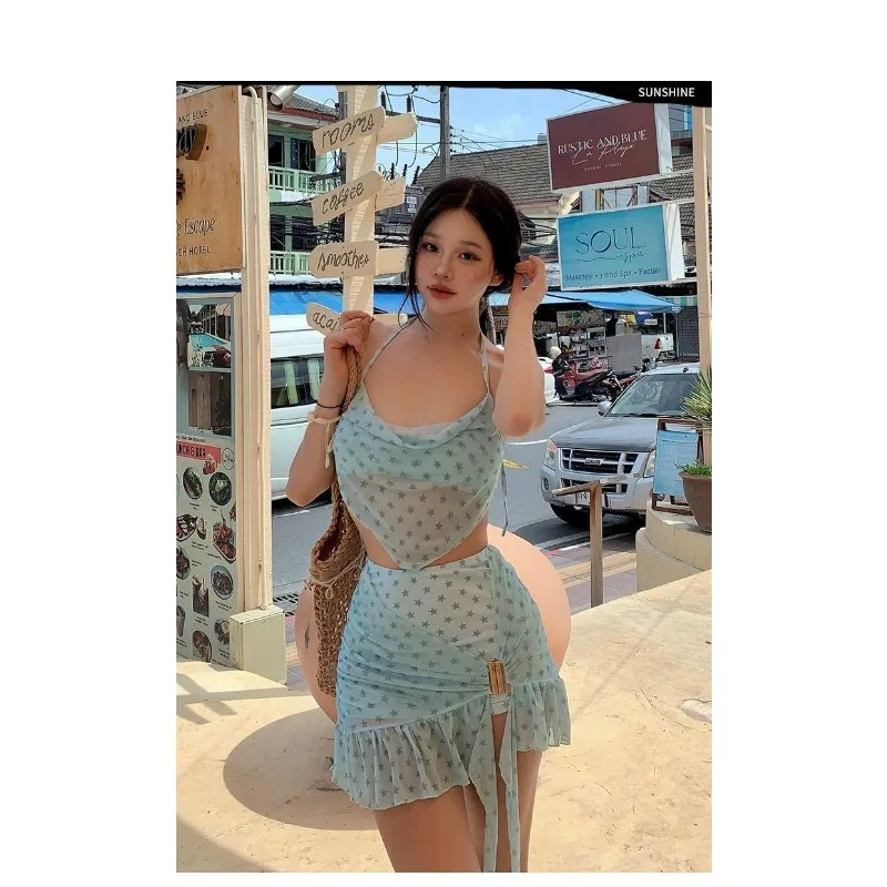 Women's Mint Mambo Bikini Set Luxury Skirted Two-Piece Swim Dress with Push-Up Top Slimming Hot Spring Resort Swimwear 6