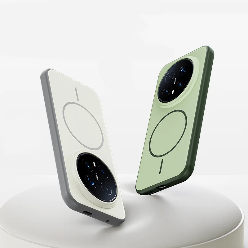 Premium Magnetic Dual-Color Matte Case with Metal Buttons - Smooth Skin Feel Back Cover