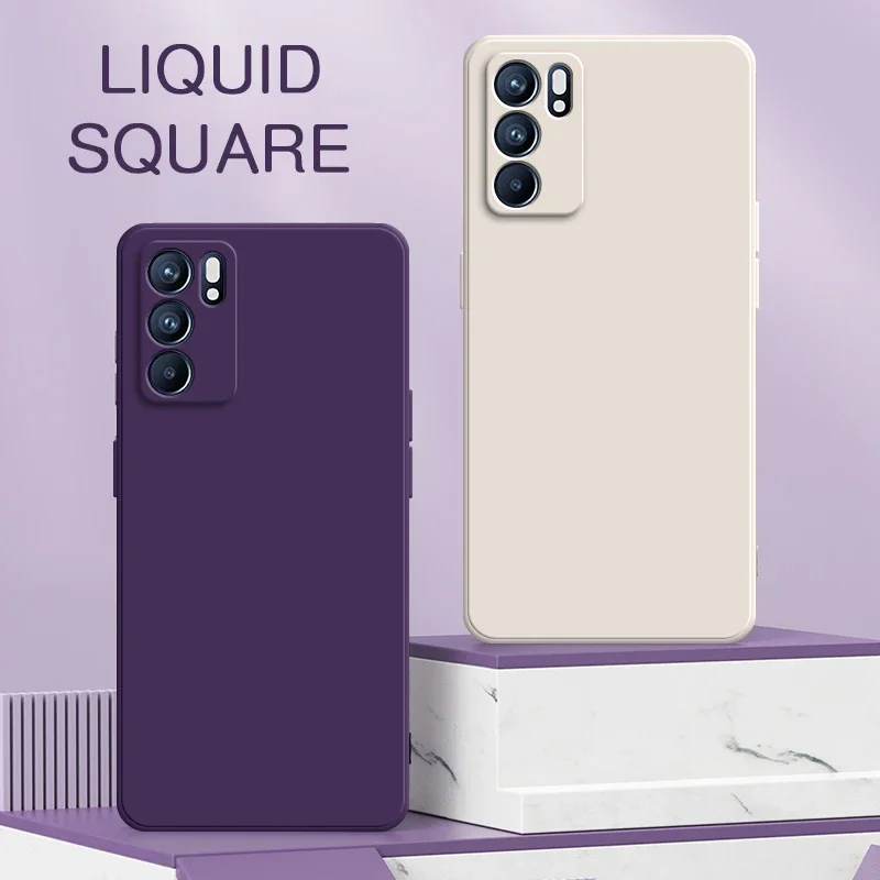 

Square Liquid Silicone Case for OPPO Reno 5 6 Pro Plus 5K 5Z 360 Protective Phone Back Cover Reno5 Reno6 6Pro Shockproof Fundas