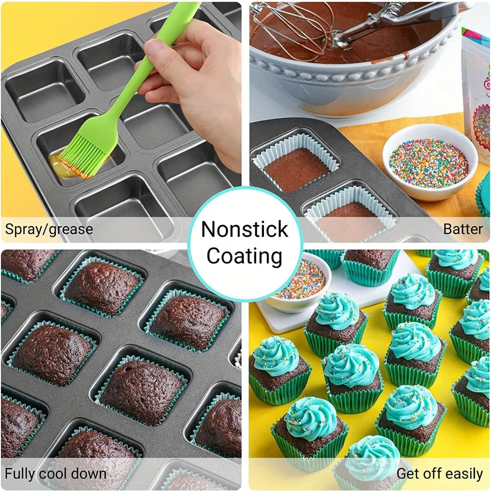 12-Mini Loaf Baking Pans Kitchen Cake Square Household Bread Muffin Multi-Function Mold