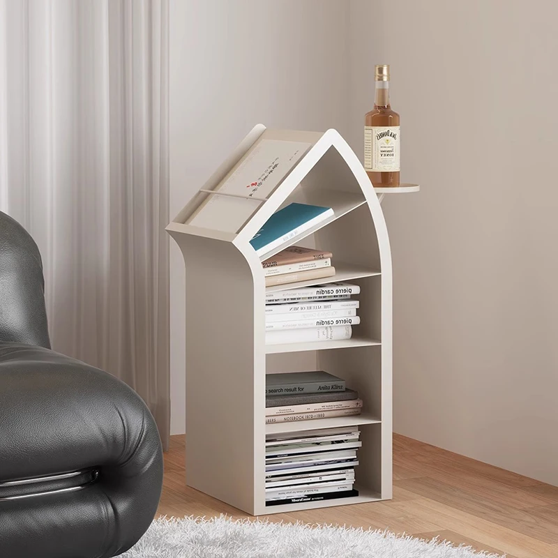Modern Minimalist Bookshelf Floor Standing Storage Narrow Cabinet Living Room Magazine Display Wall-Mounted Small Bookcase FYMR