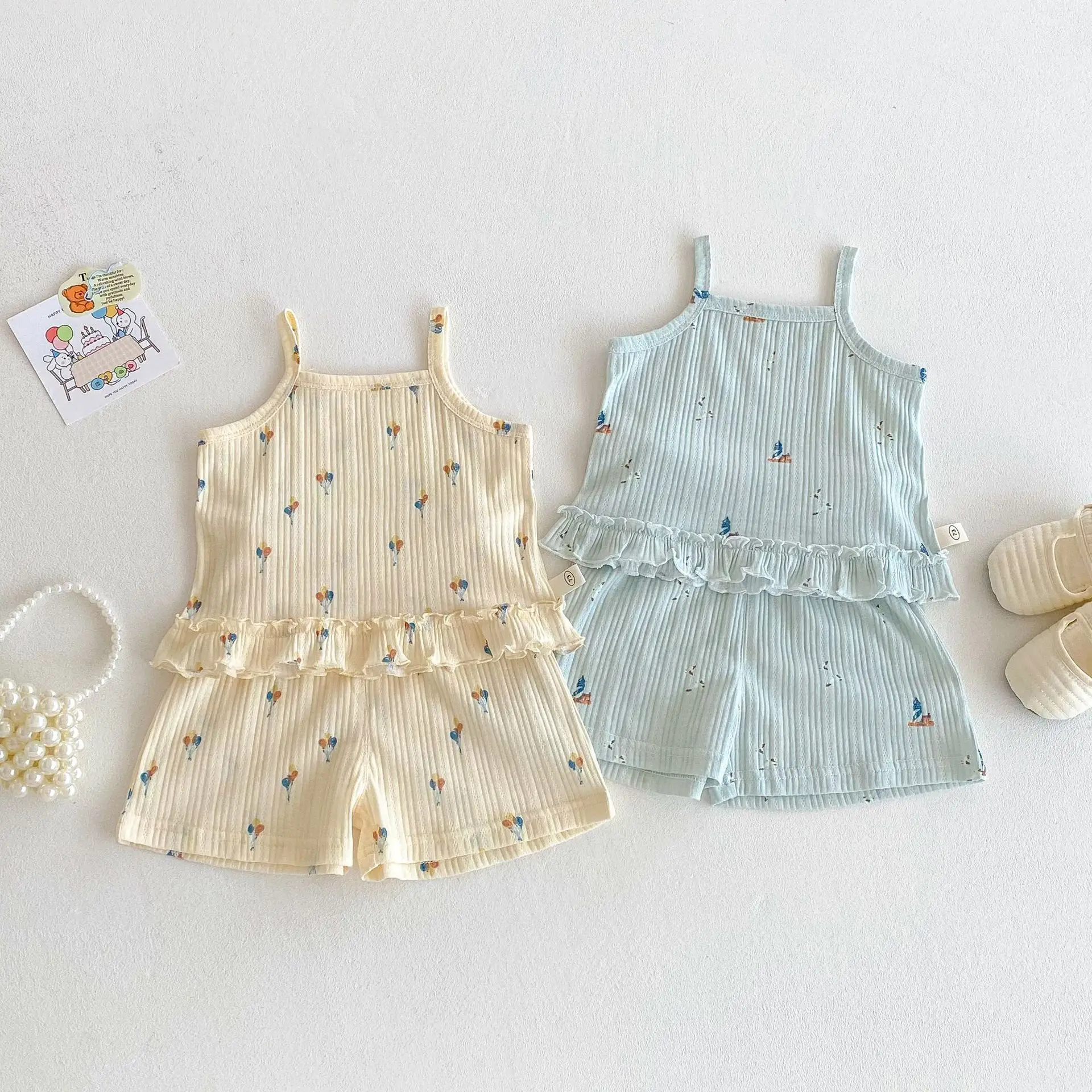 Girls Summer Clothing Set Camisole Tee And Shorts