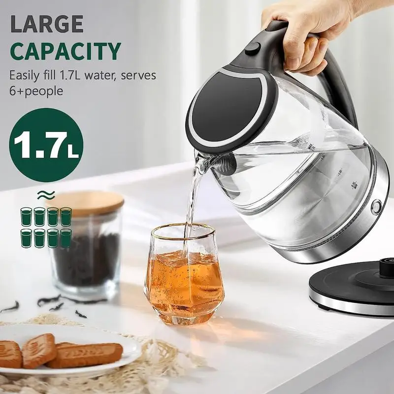 Pukomc Speed-Boil Electric Kettle, 1.7L/1500W Teapot Water Boiler, 1500W Keep Warm Electric Tea Kettle & 1.7L Hot Water Boile 4