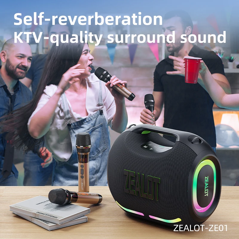 ZEALOT-ZE01MカラオケポータブルBluetooth 5.3スピーカーシステム