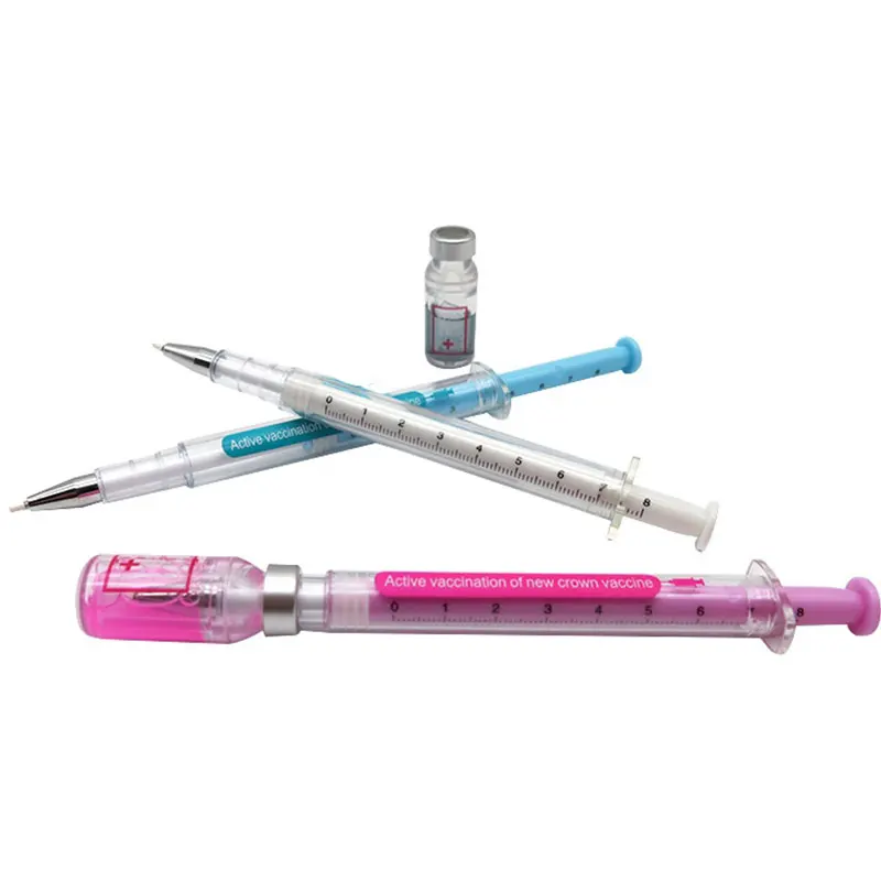 1 Piece Syringe Gel Pen Simulation Eliminates Virus Injection Syringe Shape Black Ink Signature Pen Vaccine Pen