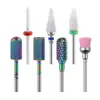 7 Pcs/Set Rainbow Tungsten Milling Cutter For Manicure Gel Cuticles Remove Polishing Toos Nail Drill Bits 1