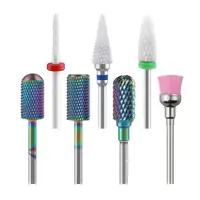 7 Pcs/Set Rainbow Tungsten Milling Cutter For Manicure Gel Cuticles Remove Polishing Toos Nail Drill Bits 1