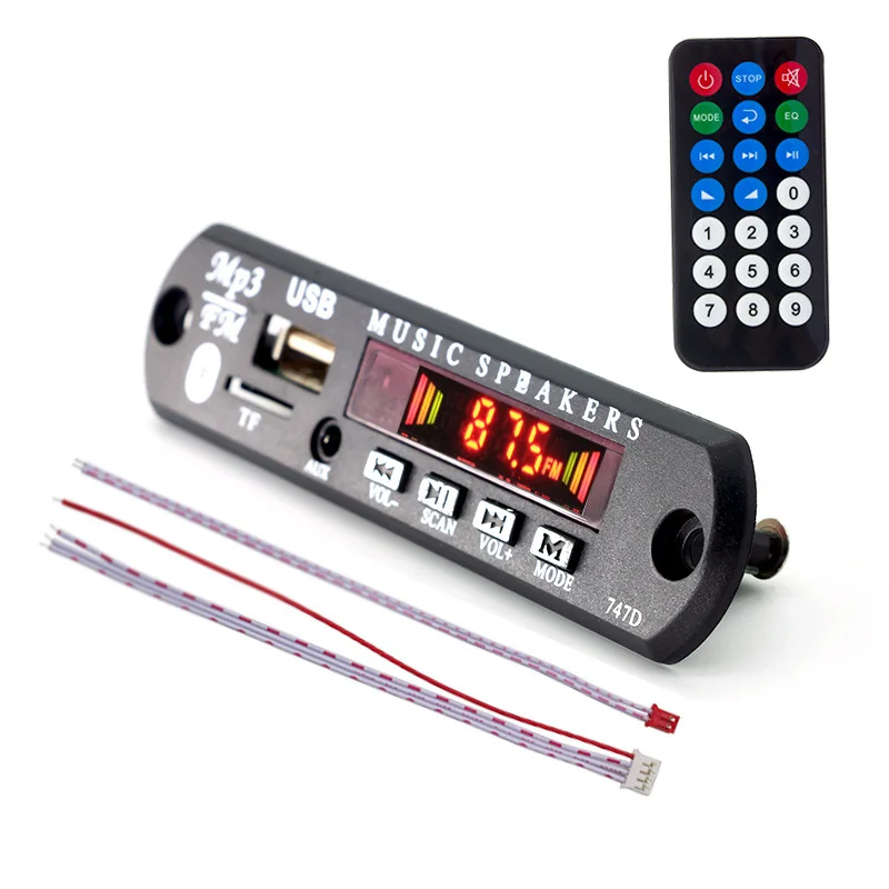 Audio Music Player Hifi Decoder Board Bluetooth 12V Car MP3 Decoder Board Module WMA FM AUX Audio TF SD Card Radio USB AUX Player Speaker Remote Control Car Accessory