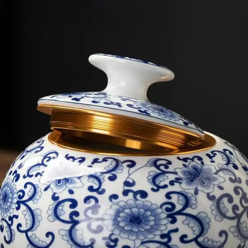 Chinese Blue and White Floral Porcelain Ceramic Vases, Tea Sugar Jar,Jingdezhen 6