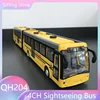 1:48 4CH Yellow RC Single Double Bus Light Sound Electric School Tourist Sightseeing Vehicles Car Simulagtion Toys Gifts 4